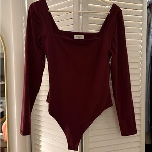 Aritzia Burgundy Long Sleeve Bodysuit